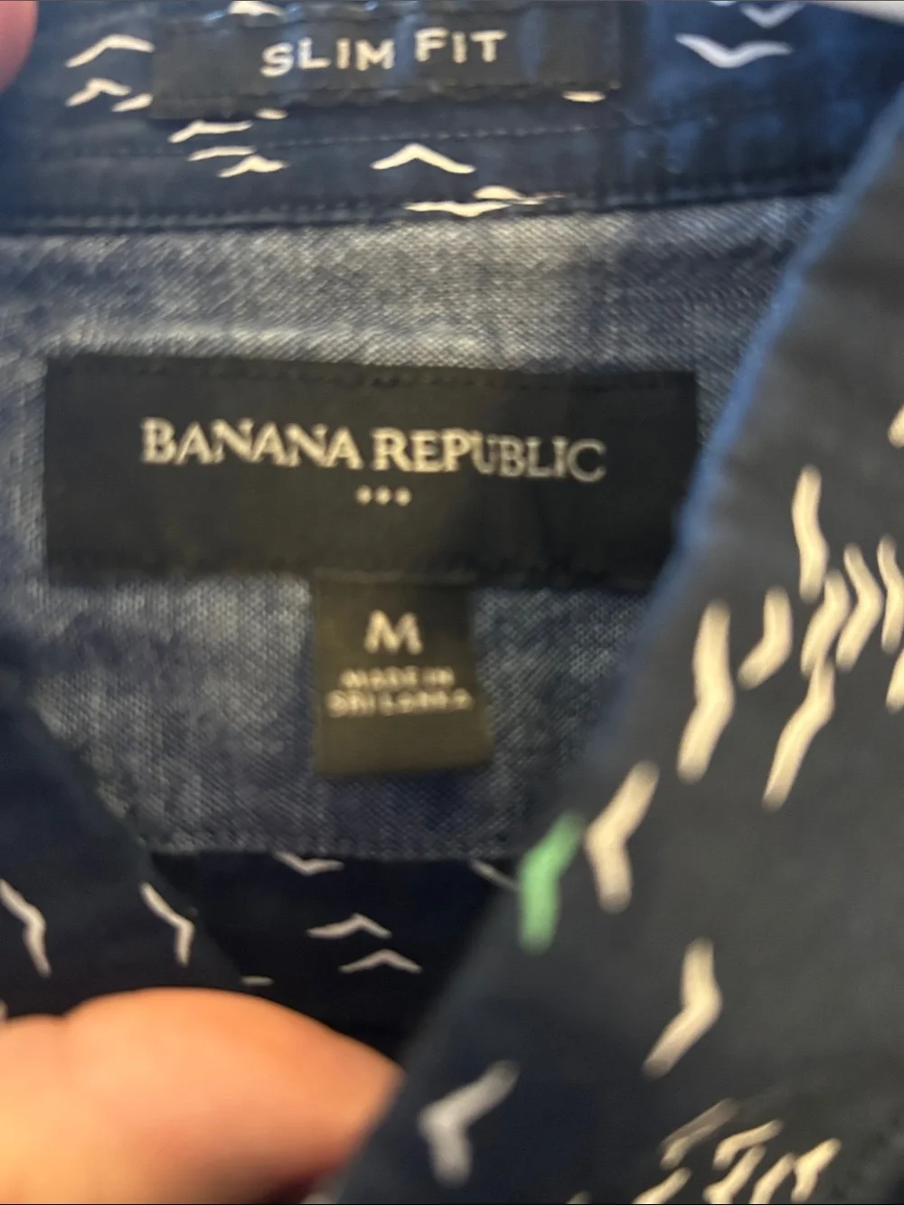 Banana Republic Men's Navy Short-Sleeve Button-Down Shirt Slim fit Sz M EUC